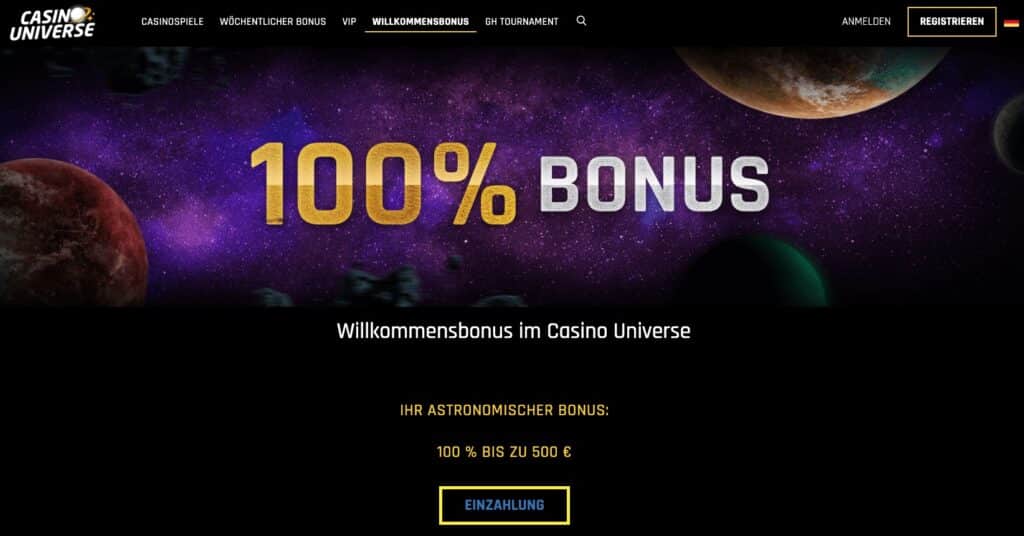 casino universe bonus